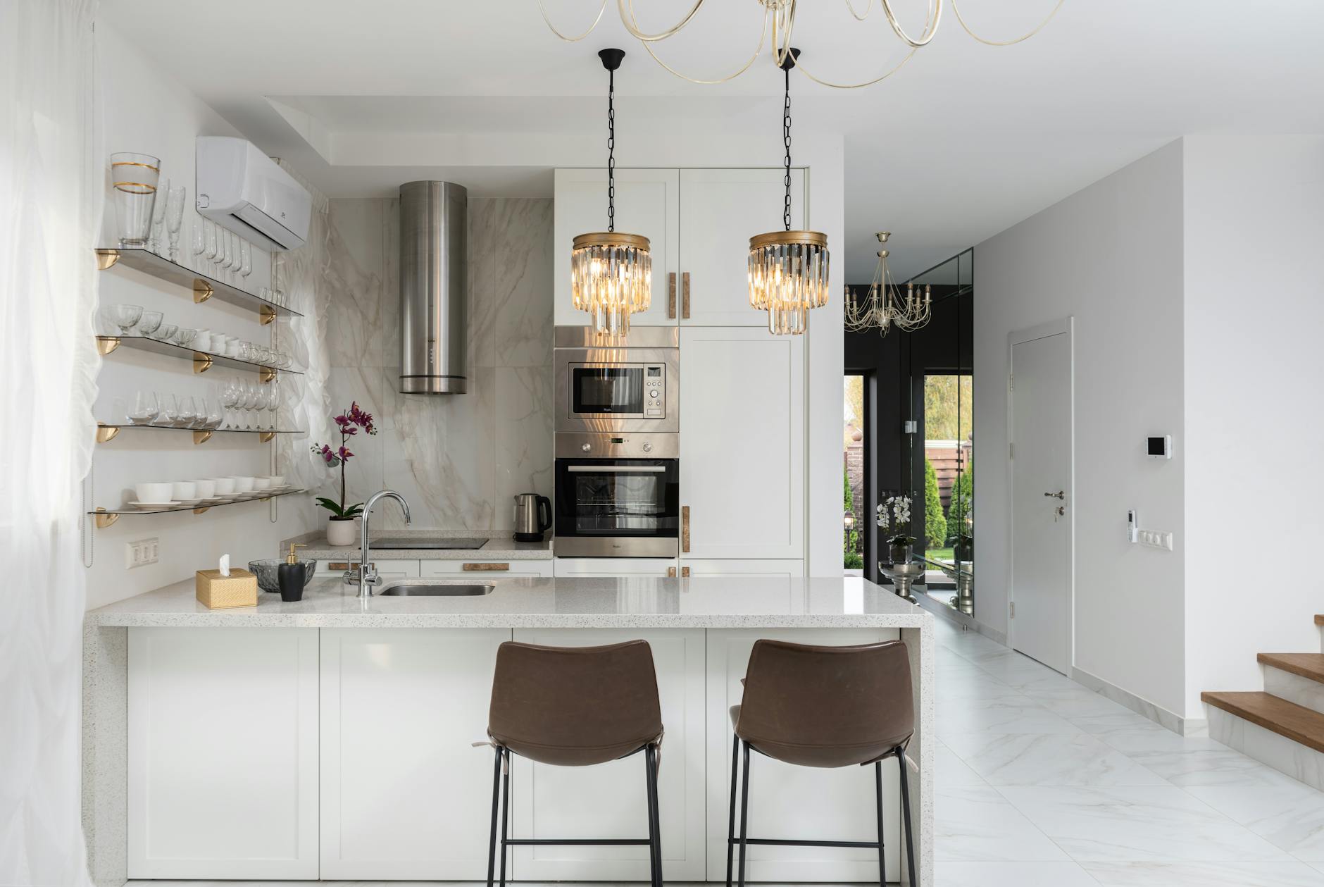 interior of kitchen with modern furniture